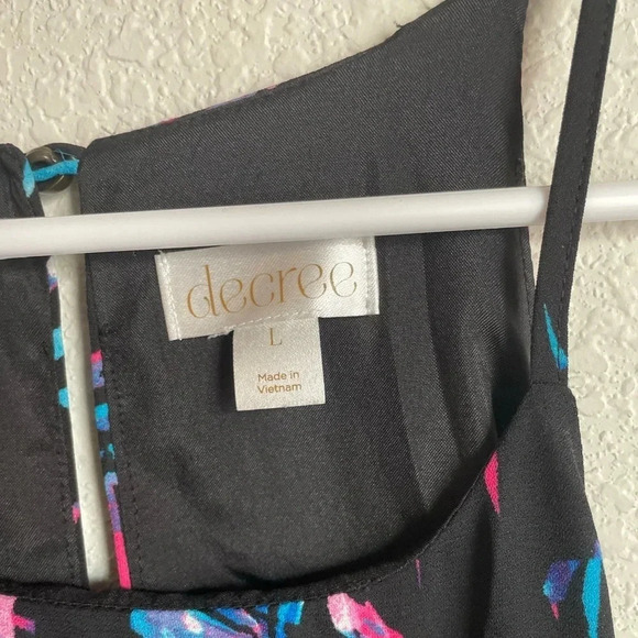 Decree tropical print palm leaves midi mock neck dress size L - Picture 2 of 5